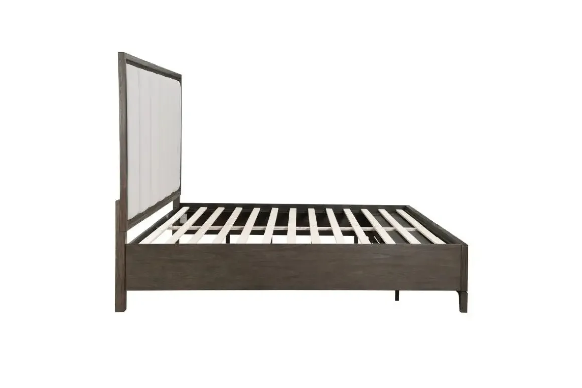 Landon Upholstered Panel Bed In Walnut, Queen