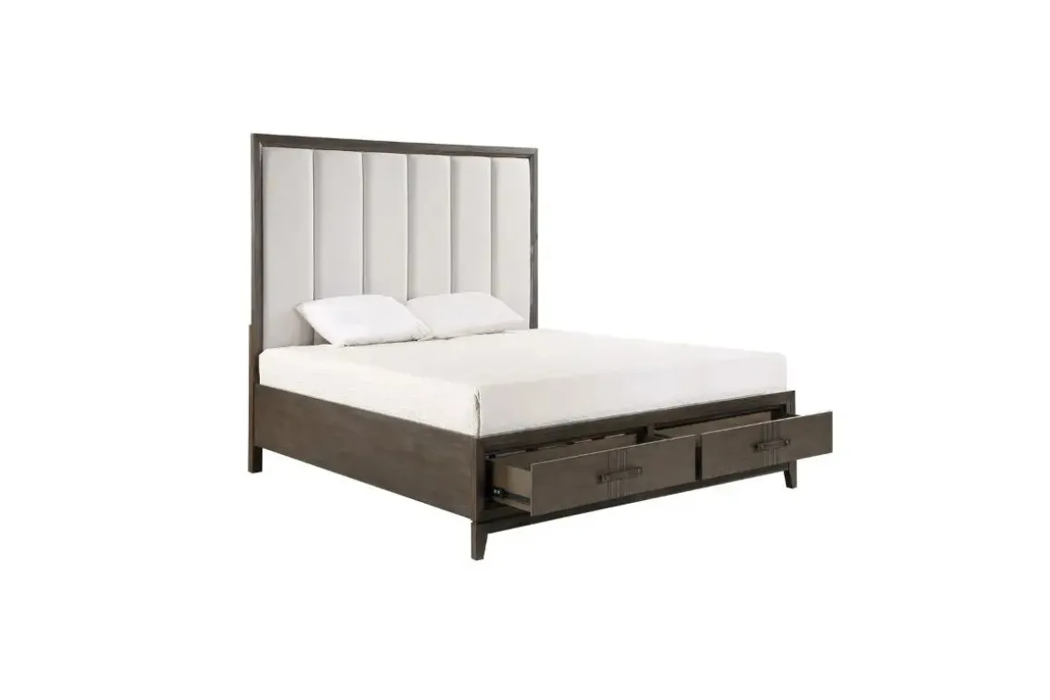 Landon Upholstered Panel Bed In Walnut, Queen