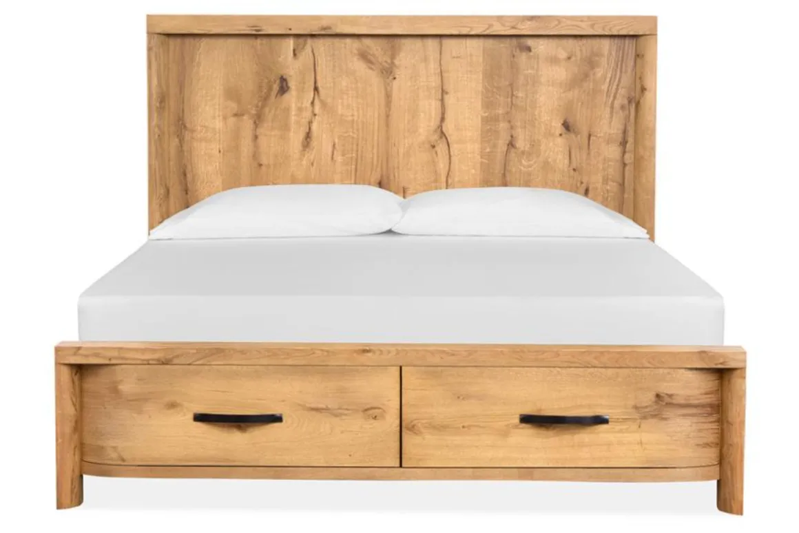 Laramie Panel Bed W/ Storage In Honey Wheat, Queen