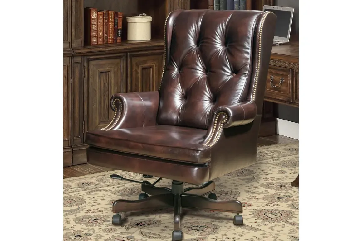 Leather Office Desk Chair In Alabaster