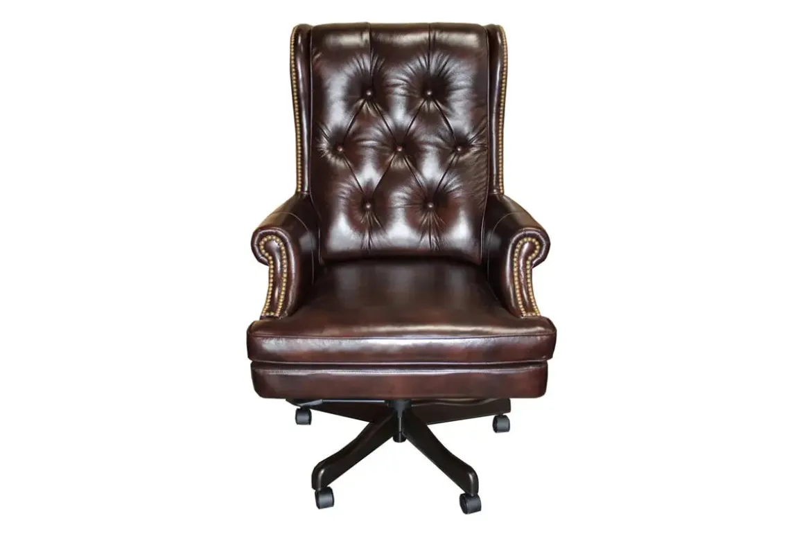 Leather Office Desk Chair In Alabaster