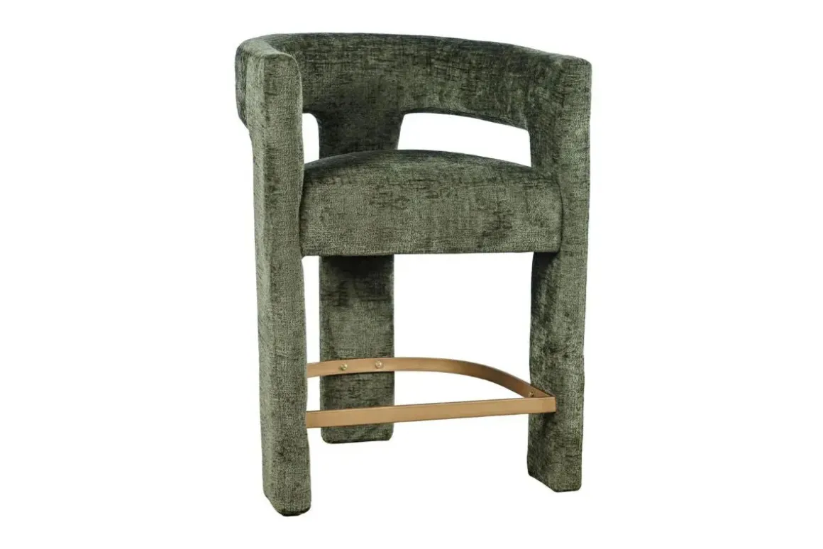 Leslie Upholstered Counter Height Stool In Rust