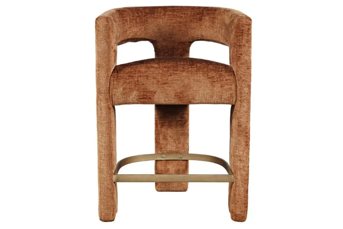 Leslie Upholstered Counter Height Stool In Rust