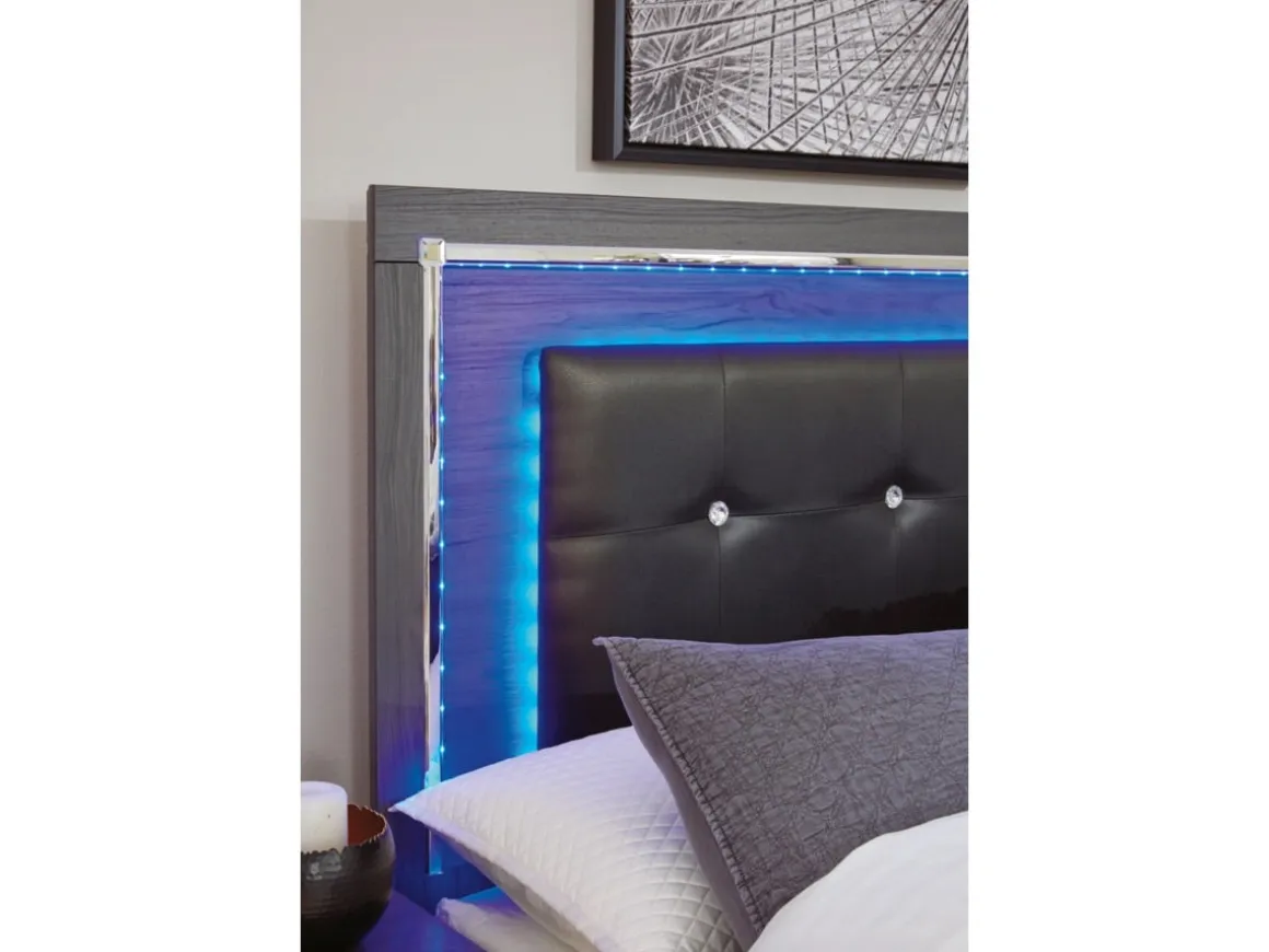 Lodanna Panel Bed W/ Storage, Dresser, Mirror & Nightstand In Gray, Full