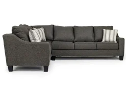 Lucy Tux Queen Sleeper Sectional W/ Mattress In Splash Charcoal, Left Facing