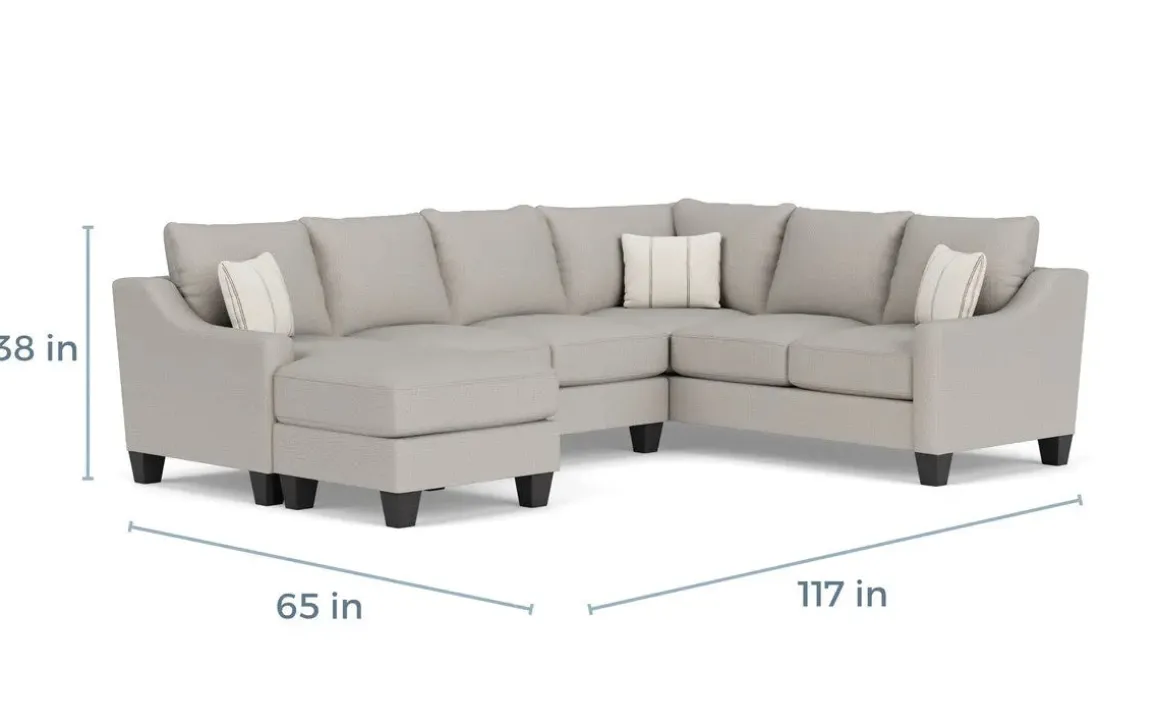 Lucy Tux Sofa Chaise Sectional In Splash Linen, Right Facing
