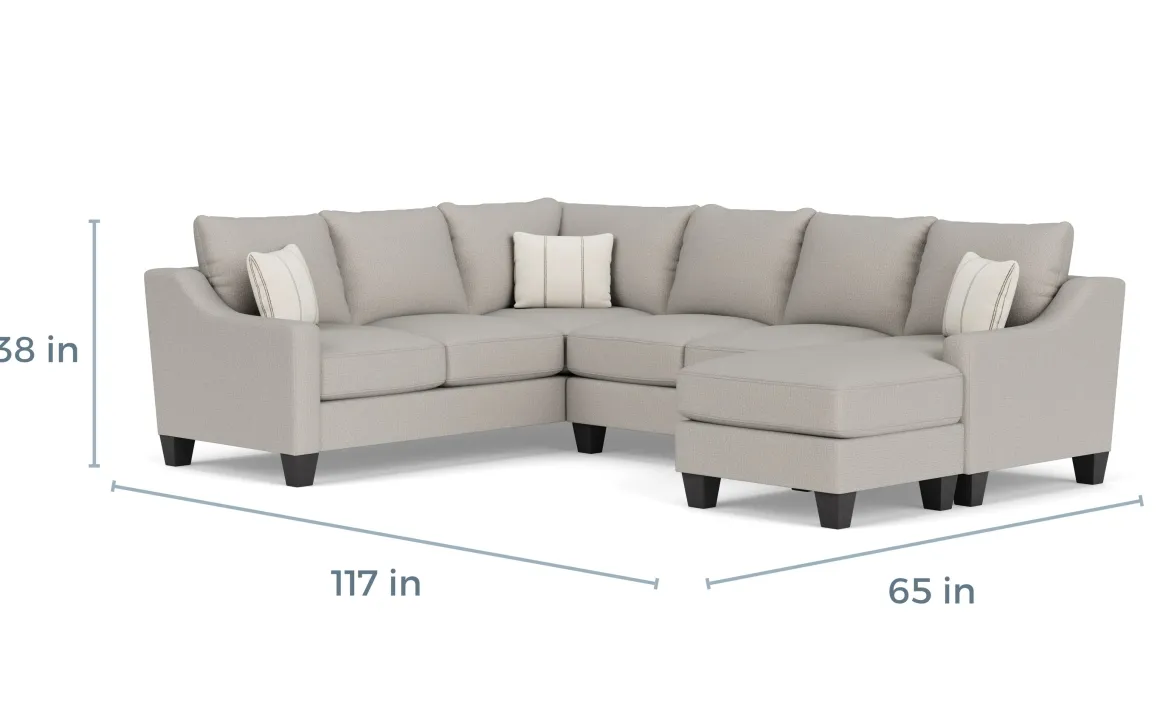 Lucy Tux Sofa Chaise Sectional In Splash Linen, Right Facing
