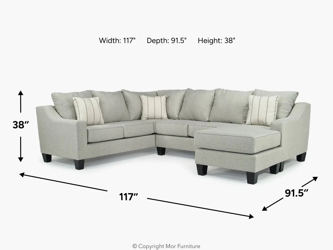 Lucy Tux Sofa Chaise Sectional In Splash Linen, Right Facing