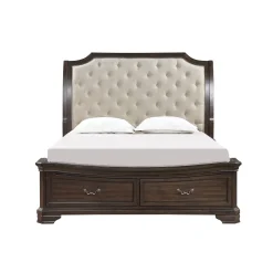 Lyndhurst Sleigh Bed W/ Storage In Vintage White, Queen