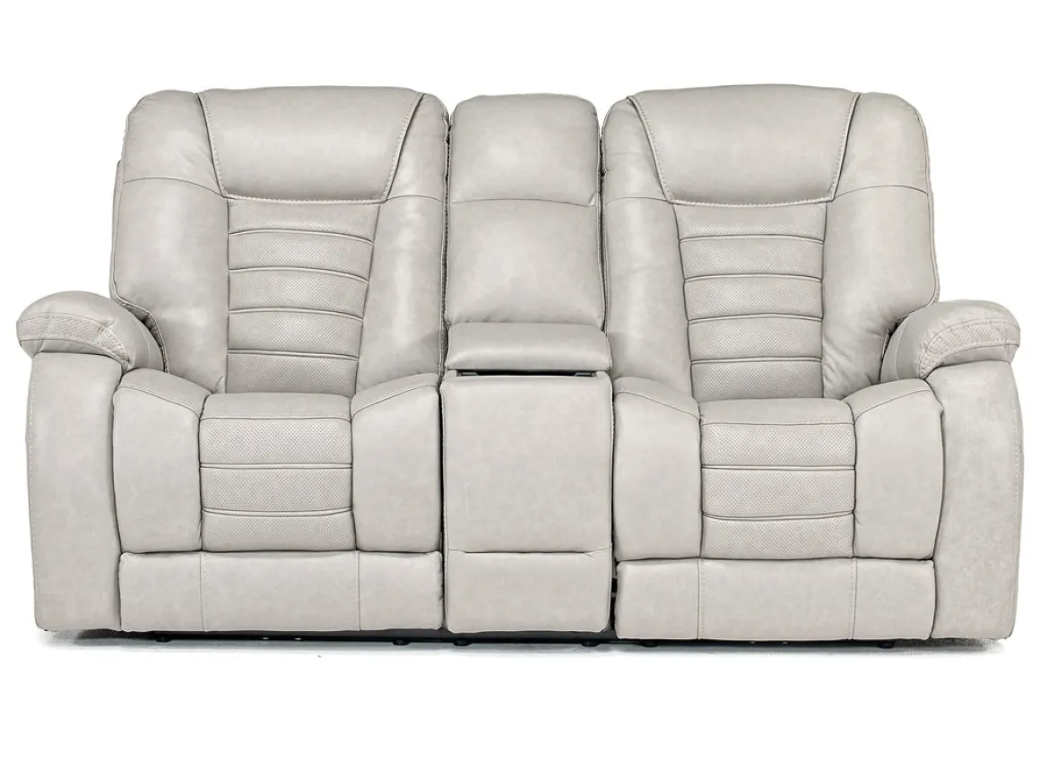 Malibu 3 Power Console Loveseat W/ Wireless Charger In Chocolate Leather