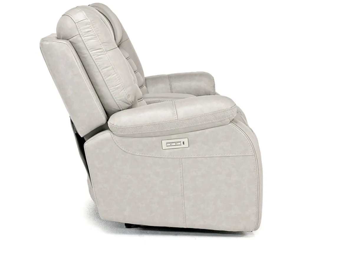 Malibu 3 Power Console Loveseat W/ Wireless Charger In Chocolate Leather