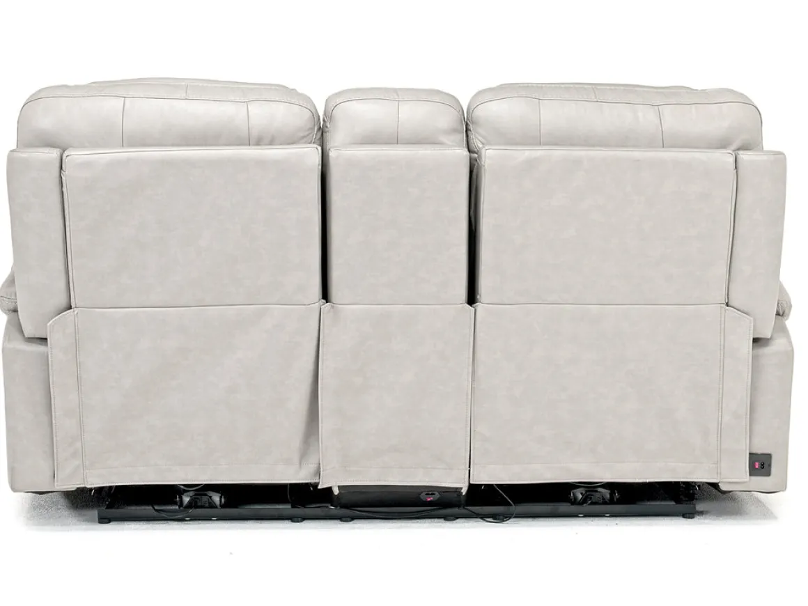 Malibu 3 Power Console Loveseat W/ Wireless Charger In Chocolate Leather