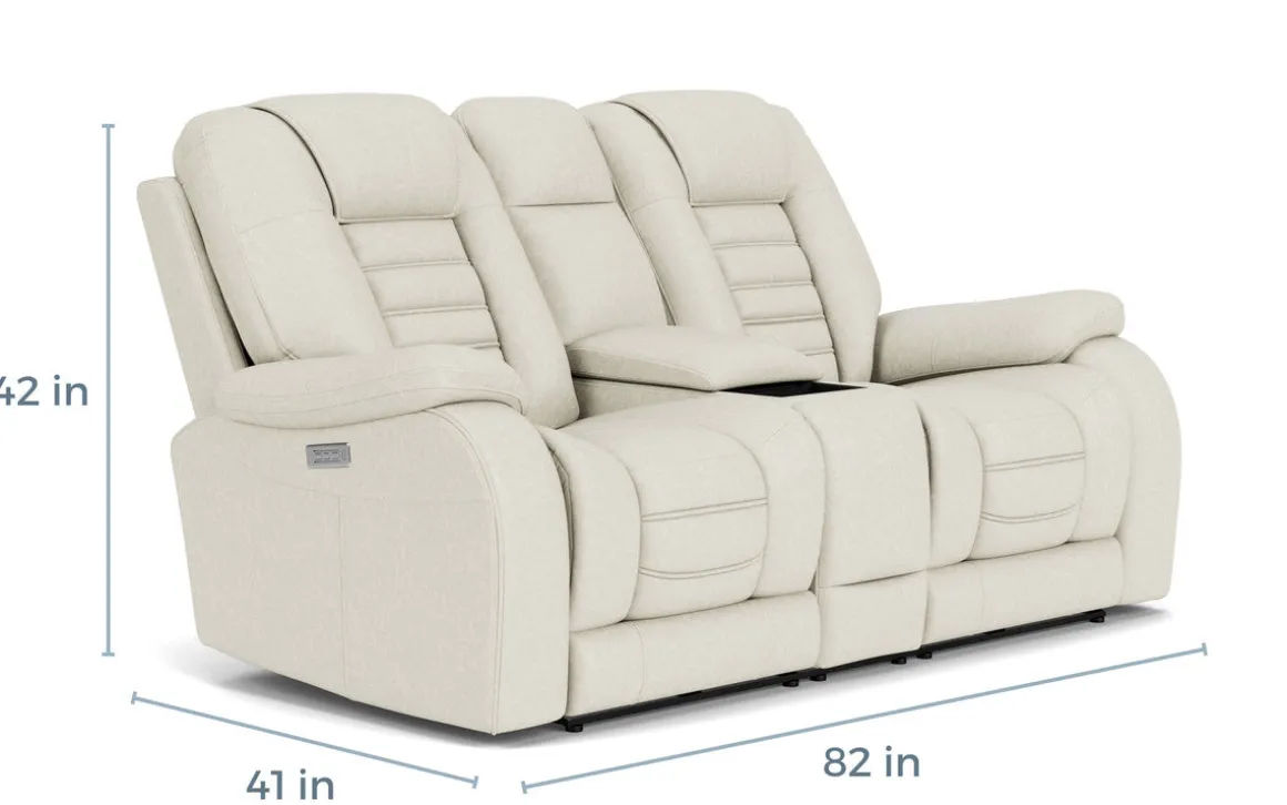 Malibu 3 Power Console Loveseat W/ Wireless Charger In Chocolate Leather