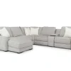 Mayflower 6 Piece 2 Power Chaise Sectional W/ Audio Console In Ashland Sand, Left Facing