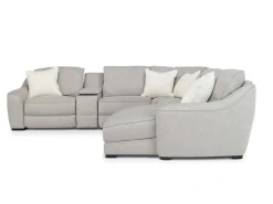 Mayflower 6 Piece 2 Power Chaise Sectional W/ 2 Power Armless Recliner & Audio Console In Ashland Sand, Left Facing