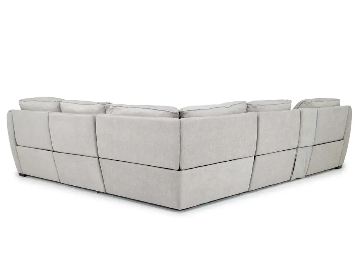 Mayflower 6 Piece 2 Power Chaise Sectional W/ 2 Power Armless Recliner & Audio Console In Ashland Sand, Left Facing