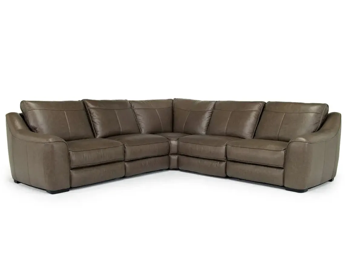 Mayflower 5 Piece 2 Power Sectional In Seville Umber Leather