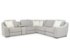 Mayflower 6 Piece 2 Power Sectional W/ 2 Power Armless Recliner & Audio Console In Ashland Sand