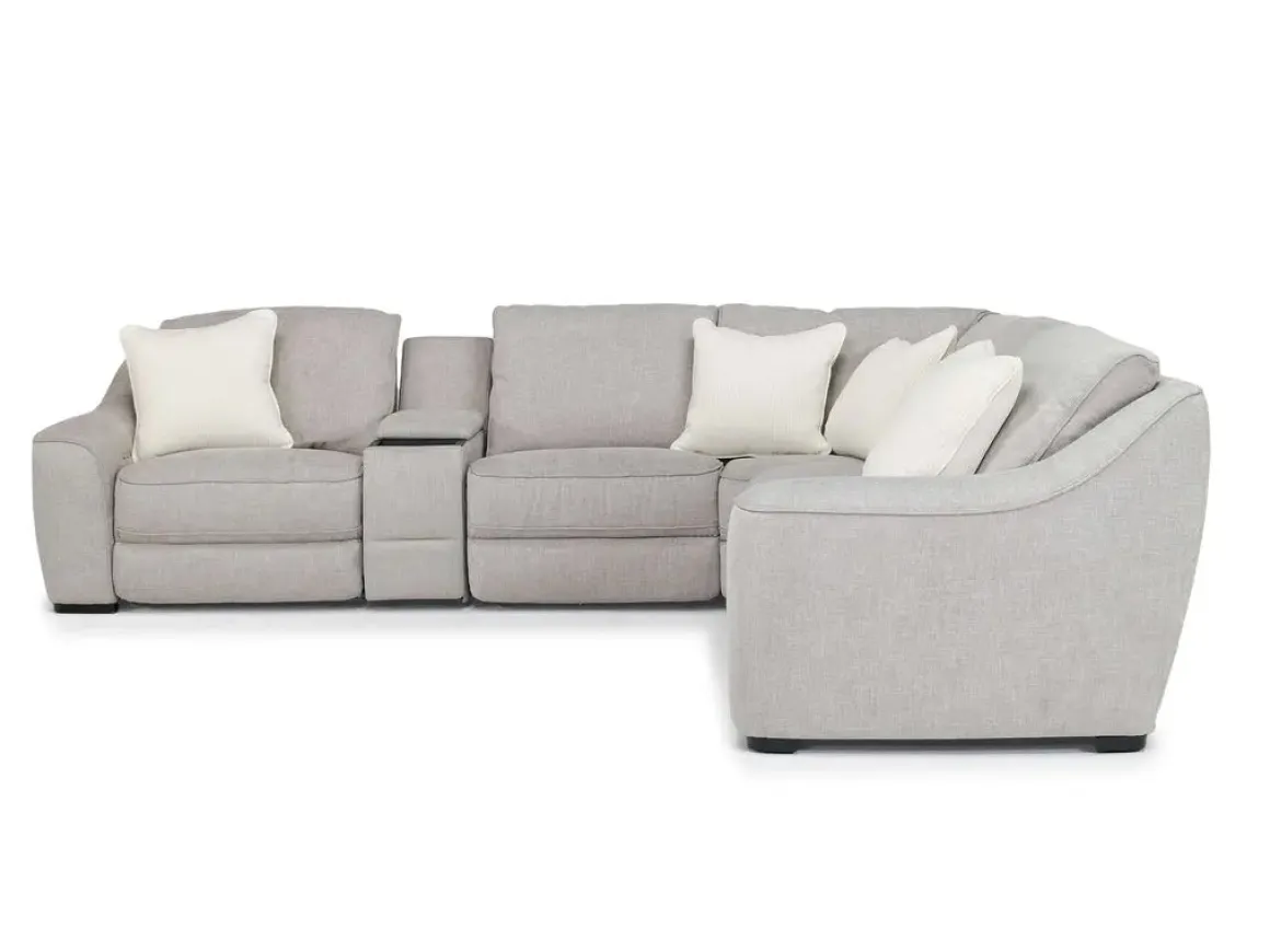 Mayflower 6 Piece 2 Power Sectional W/ 2 Power Armless Recliner & Audio Console In Ashland Sand