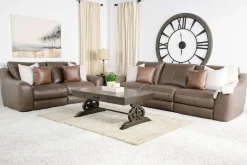 Mayflower 2 Power Loveseat In Seville Umber Leather
