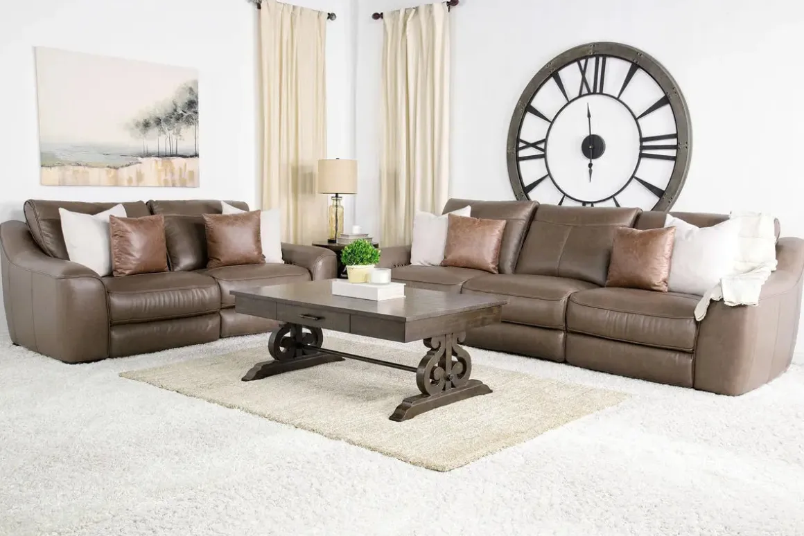 Mayflower 2 Power Loveseat In Seville Umber Leather