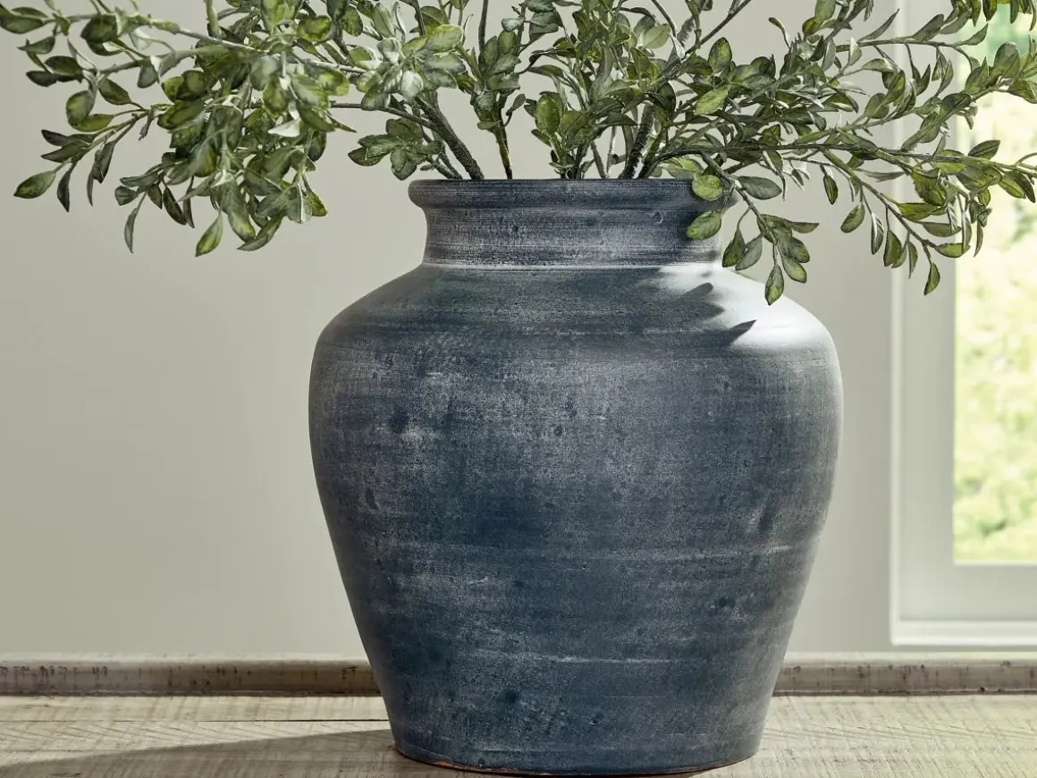 Meadie Tall Vase In Distressed White