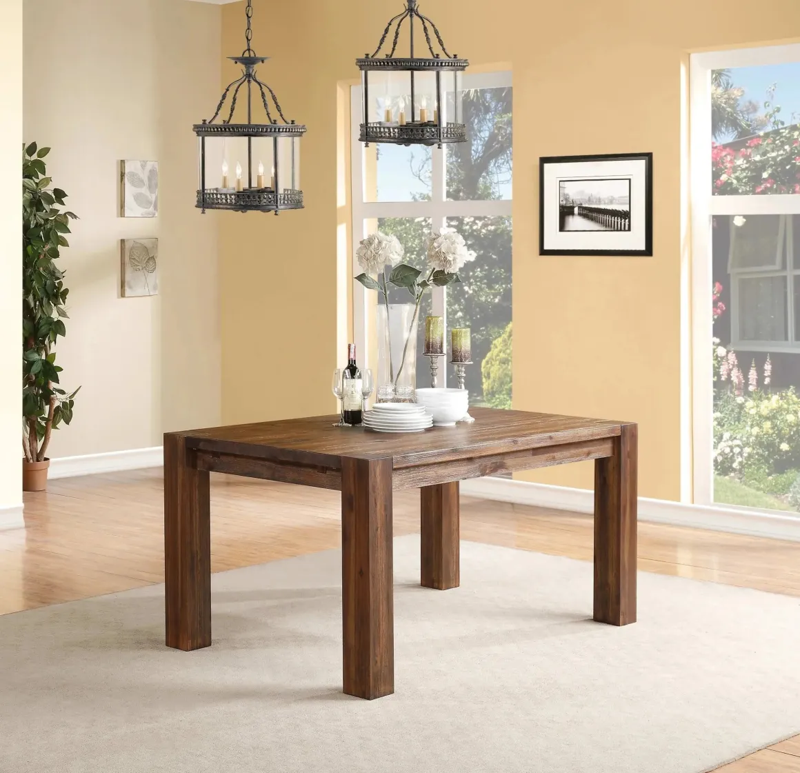 Meadow Extendable Dining Table & 4 Chairs In Brown