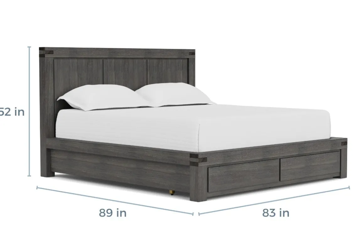 Meadow Panel Storage Bed, Dresser, Mirror & Nightstand In Gray, Full