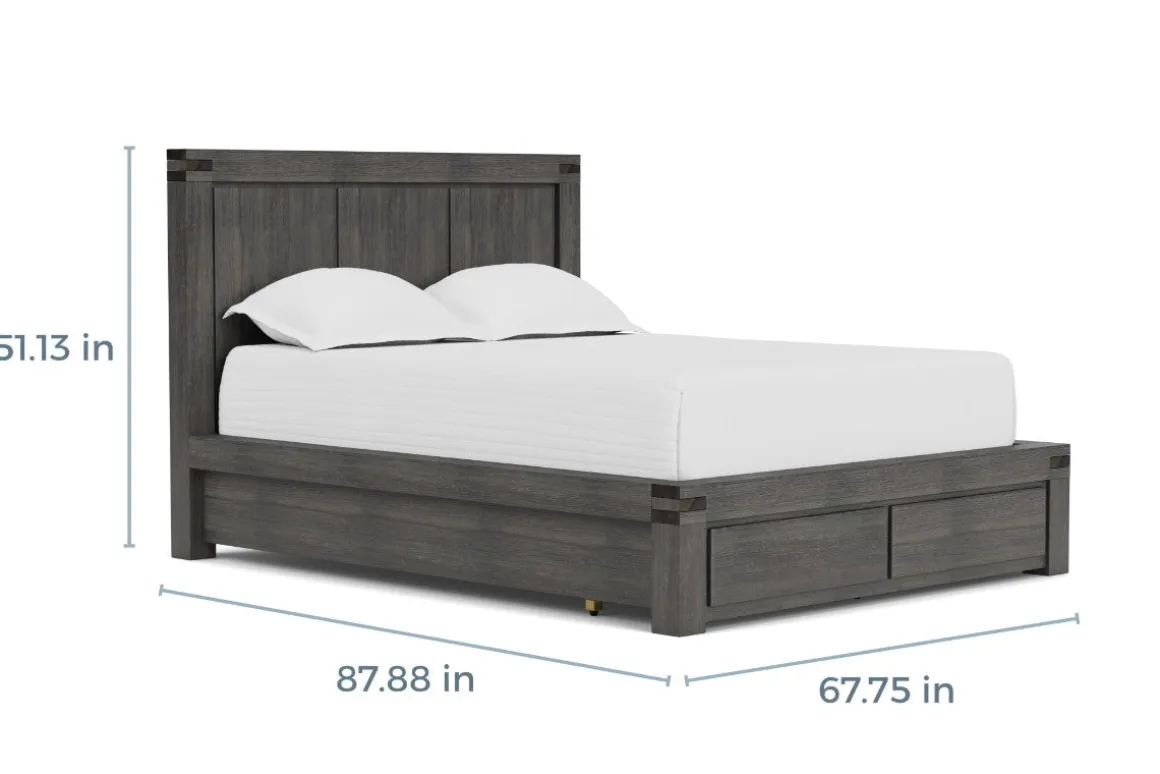 Meadow Panel Storage Bed, Dresser, Mirror & Nightstand In Gray, Full