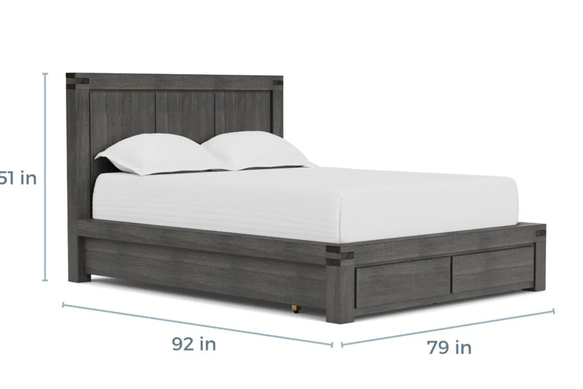 Meadow Panel Storage Bed, Dresser, Mirror & Nightstand In Gray, Full