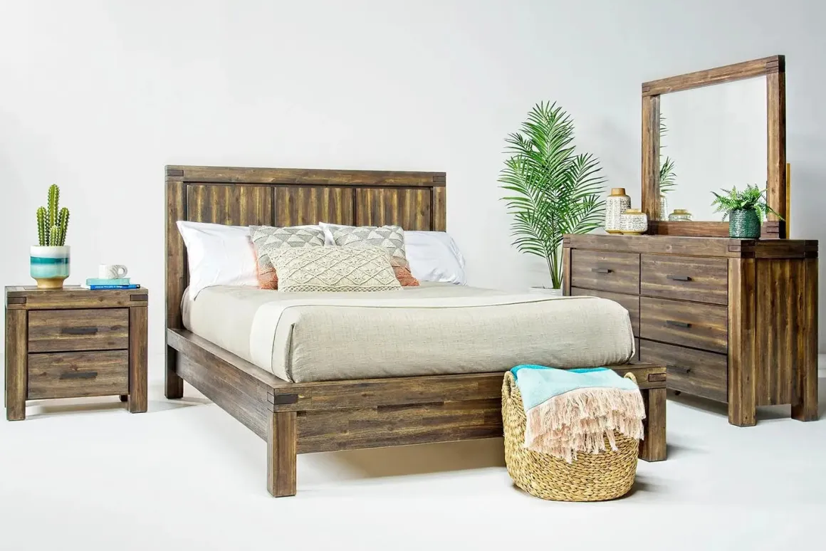 Meadow Panel Storage Bed, Dresser, Mirror & Nightstand In Gray, Full