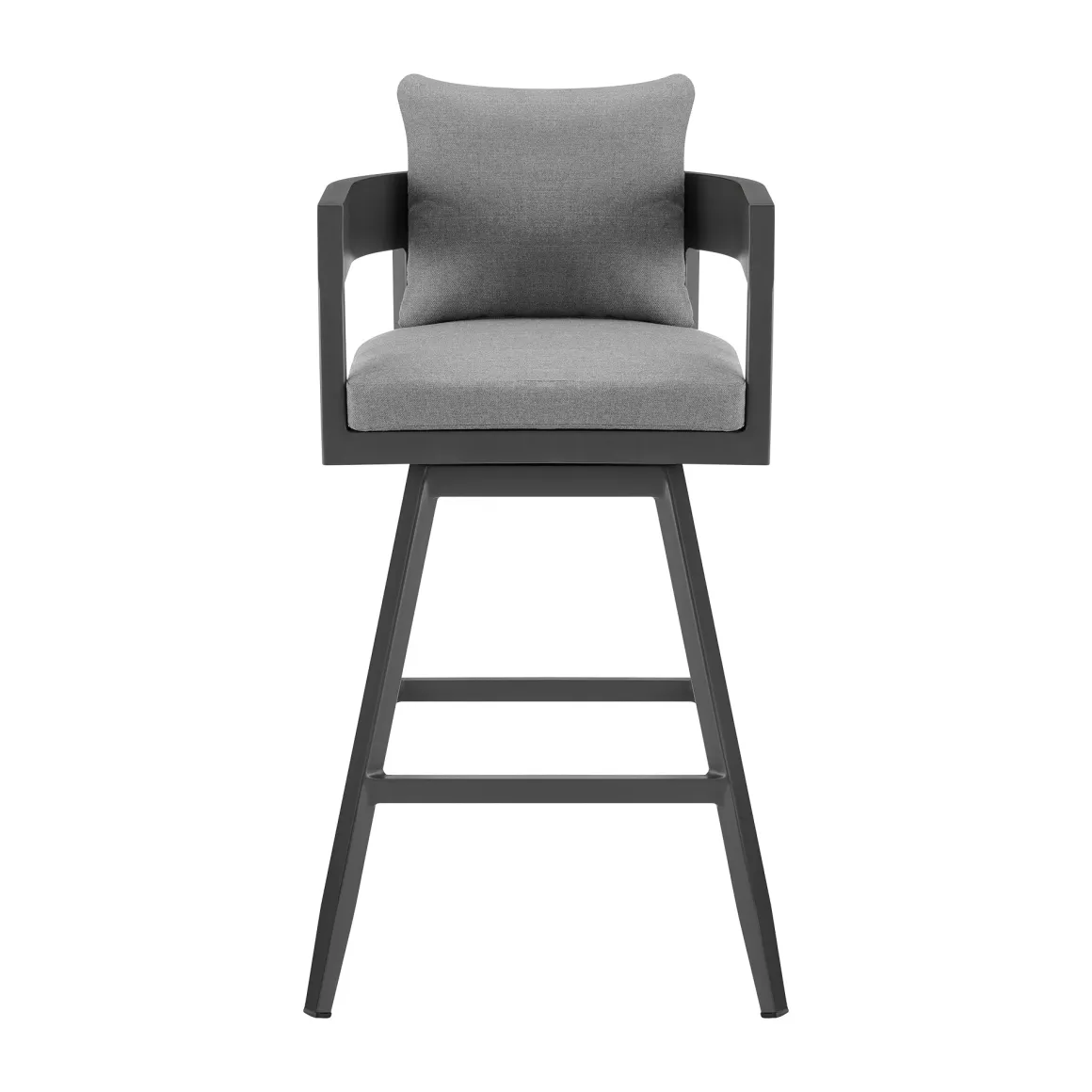 Menorca Outdoor Swivel Barstool In Dark Gray