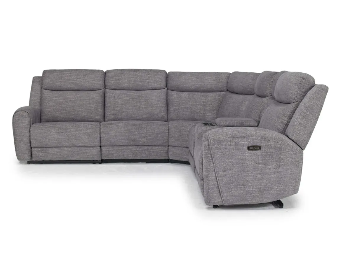 Mia 6 Piece 2 Power Sectional W/ 2 Power Armless Recliner In Gray