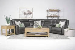 Mia 6 Piece Reclining Sectional W/ Armless Recliner In Gray