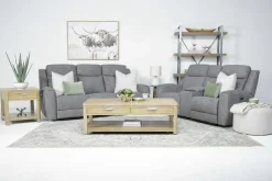 Mia 2 Power Console Loveseat In Gray