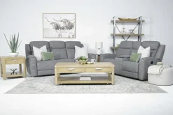 Mia Reclining Console Loveseat In Gray