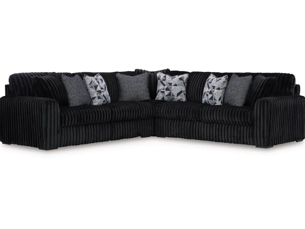 Midnight Madness 3 Piece Sectional In Onyx