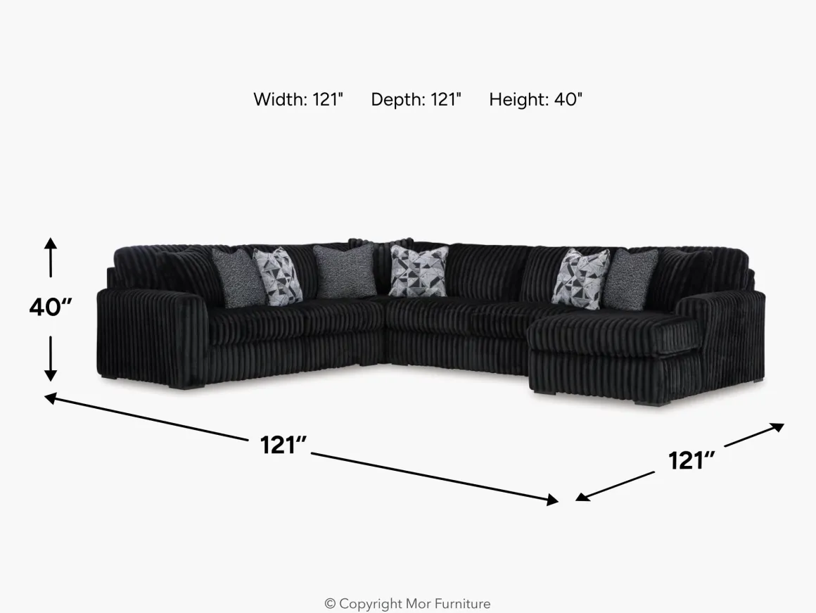 Midnight Madness 3 Piece Sectional In Onyx