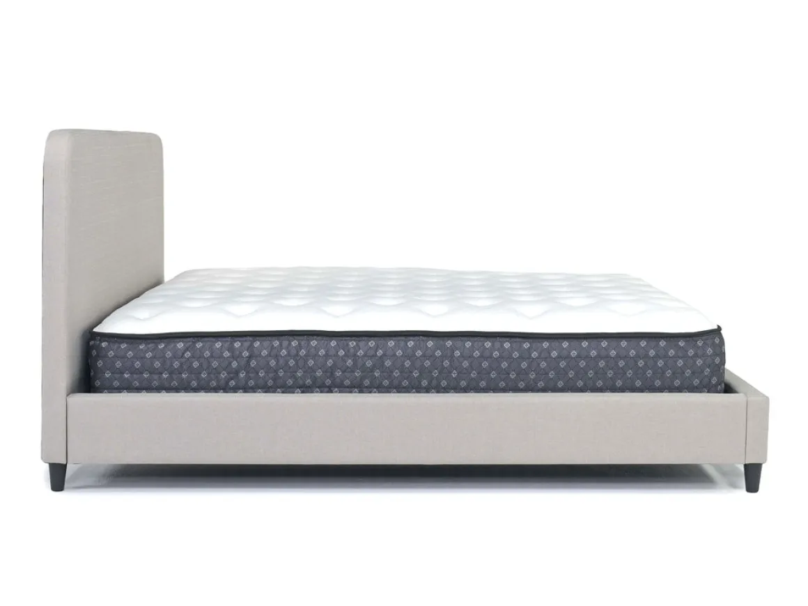 Modern Upholstered Panel Bed In Sand, Twin