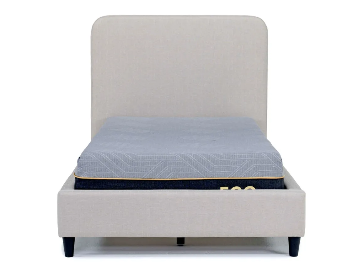 Modern Upholstered Panel Bed In Sand, Twin