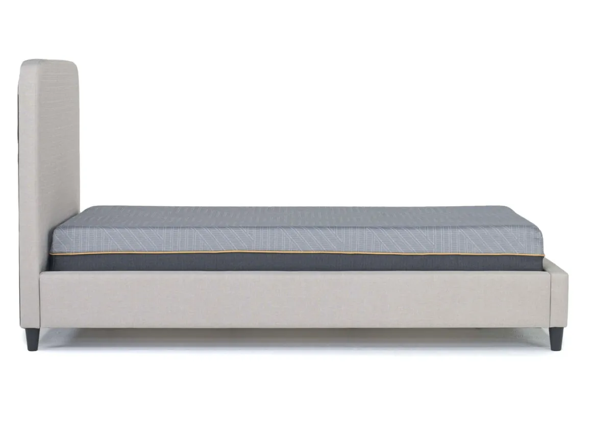 Modern Upholstered Panel Bed In Sand, Twin