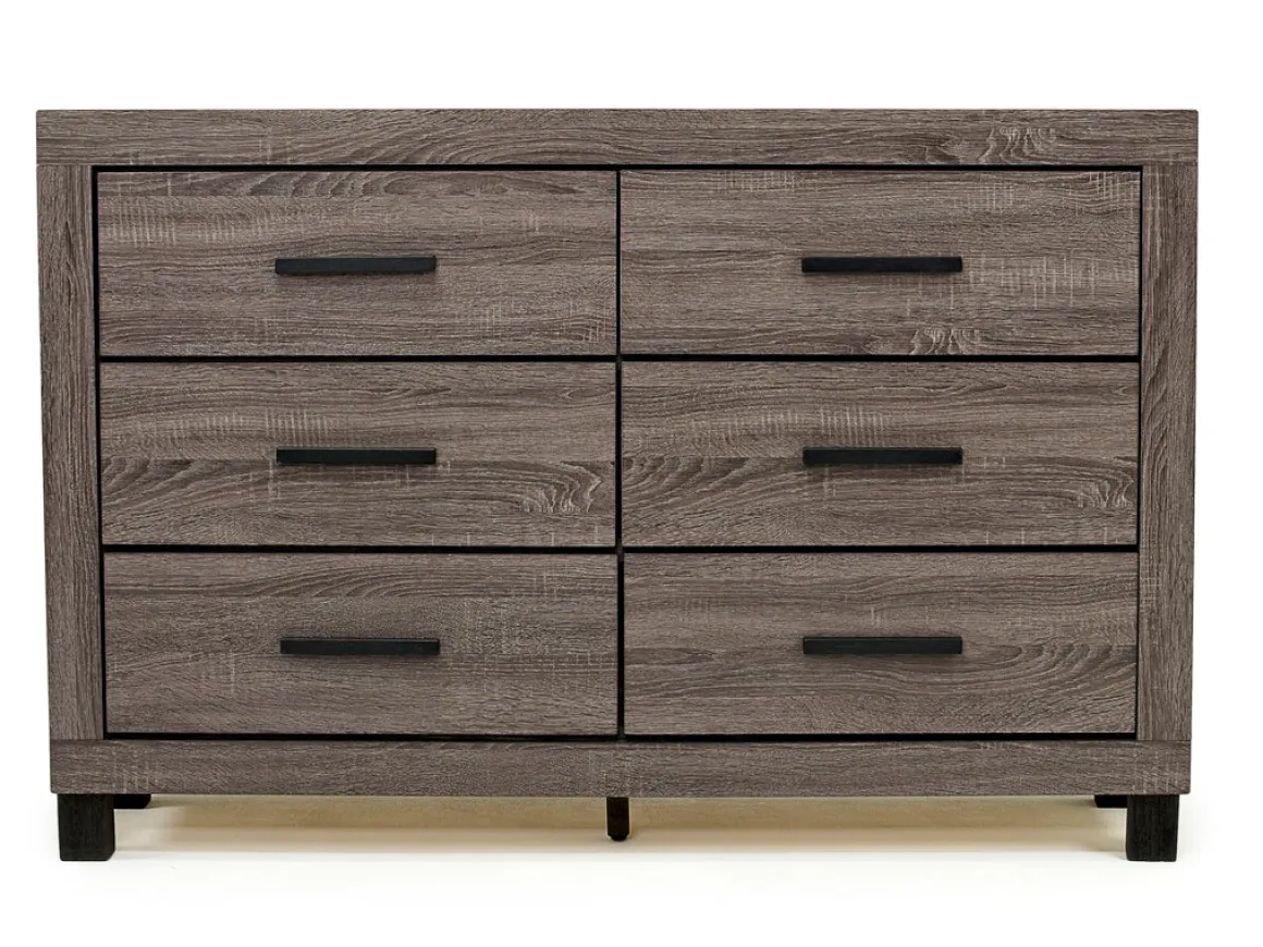 Naialyn Panel Bed, Dresser, Mirror & Nightstand In Gray, Full