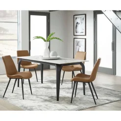 Nicoya Dining Table & 4 Chairs In Black Sintered Stone