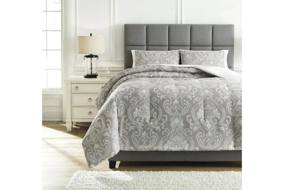 Noel Comforter Set In Gray & Tan, Queen