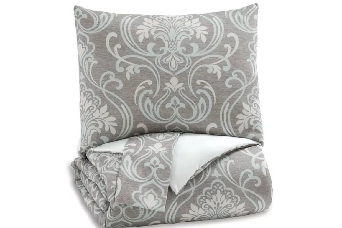 Noel Comforter Set In Gray & Tan, Queen