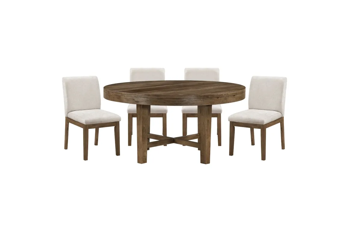 Oaklyn Round Dining Table & 4 Chairs In Brown