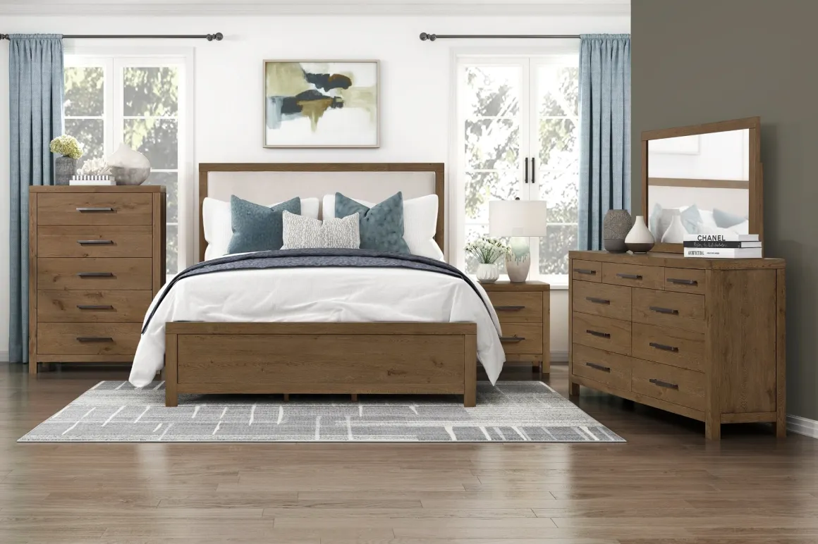 Oaklyn Upholstered Panel Bed In Brown, Queen