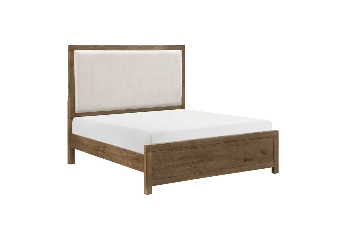 Oaklyn Upholstered Panel Bed In Brown, Queen