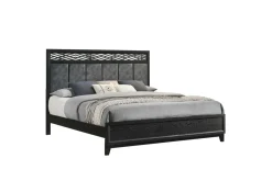 Obsidian Panel Bed, Dresser, Mirror & Nightstand In Black, Queen
