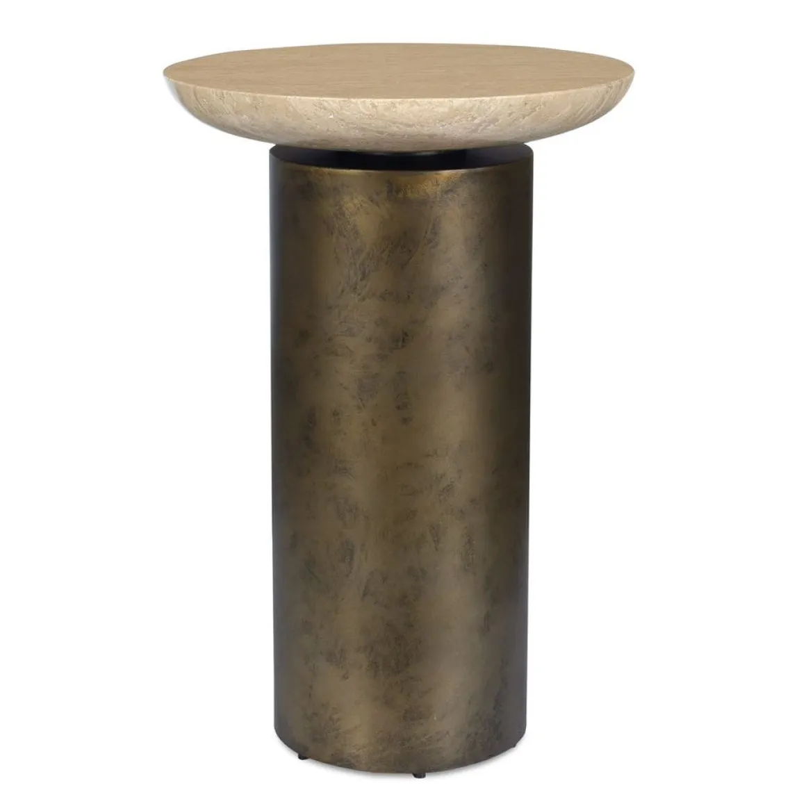 Olso Outdoor Round Accent Table In Brass
